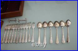 Antique Silver Plated Canteen Cutlery Old English 12 Piece Setting Boxed 96 Piec