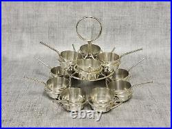 Antique Silver Plated Cruet Stand Circular 12 Piece Miniature Saucepans