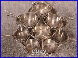 Antique Silver Plated Cruet Stand Circular 12 Piece Miniature Saucepans