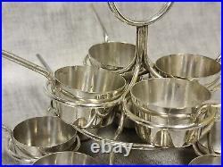 Antique Silver Plated Cruet Stand Circular 12 Piece Miniature Saucepans