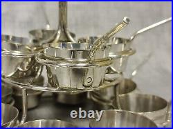 Antique Silver Plated Cruet Stand Circular 12 Piece Miniature Saucepans