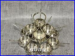 Antique Silver Plated Cruet Stand Circular 12 Piece Miniature Saucepans