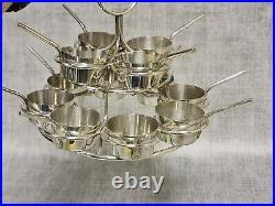 Antique Silver Plated Cruet Stand Circular 12 Piece Miniature Saucepans