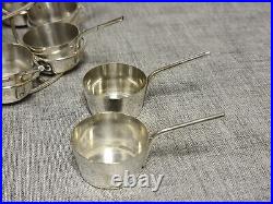 Antique Silver Plated Cruet Stand Circular 12 Piece Miniature Saucepans