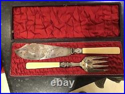 Antique Silver Plated Fish Knife & Fork Serving Set