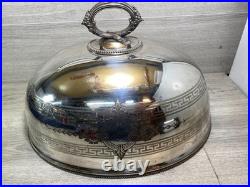 Antique Silver Plated Meat Dome Food Cover 1900s stamped english 45cm