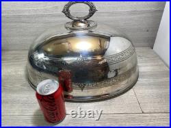 Antique Silver Plated Meat Dome Food Cover 1900s stamped english 45cm