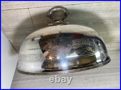 Antique Silver Plated Meat Dome Food Cover 1900s stamped english 45cm Antique Silver Plated Meat Dome Food Cover 1900s stamped english 45cm