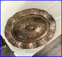 Antique Silver on Copper Oval Covered Repousse Serving Dish from E. G. Webster