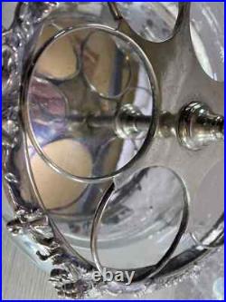 Antique Silverplate etched glass Cruet Set Ornate 6 piece condiment set