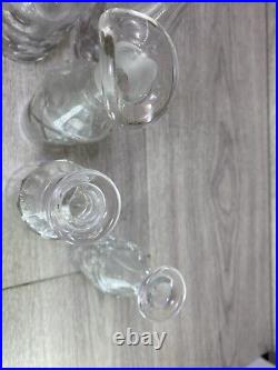 Antique Silverplate etched glass Cruet Set Ornate 6 piece condiment set