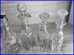 Antique Silverplate etched glass Cruet Set Ornate 6 piece condiment set
