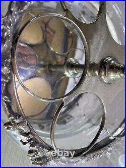 Antique Silverplate etched glass Cruet Set Ornate 6 piece condiment set