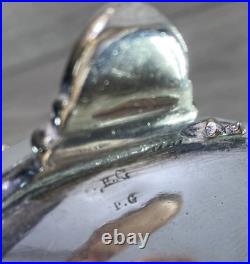 Antique Silverplate etched glass Cruet Set Ornate 6 piece condiment set