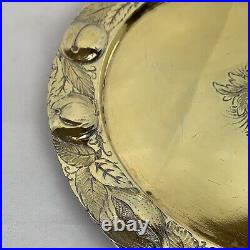 Antique Solid Silver Gilt Adapted Plate Fruit & Foliage Border Benjamin Laver