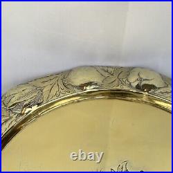 Antique Solid Silver Gilt Adapted Plate Fruit & Foliage Border Benjamin Laver