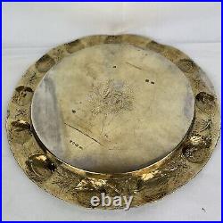 Antique Solid Silver Gilt Adapted Plate Fruit & Foliage Border Benjamin Laver