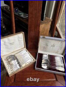 Antique Solid Silver german 24 piece canteen in box Spoons & Forks scrap 1011 gr