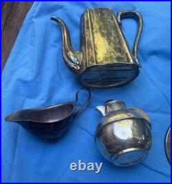 Antique VTG Silver Plate Mixed 8 Pc Lot Large Lion Head Punch Bowl Teapots More