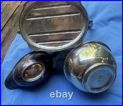 Antique VTG Silver Plate Mixed 8 Pc Lot Large Lion Head Punch Bowl Teapots More