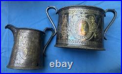 Antique VTG Silver Plate Mixed 8 Pc Lot Large Lion Head Punch Bowl Teapots More