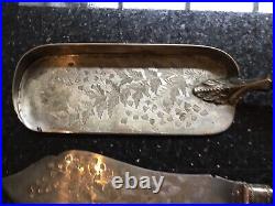 Antique Victorian 1899 Shadford Lee & Wigfull Silverplate Antler Fish Servers