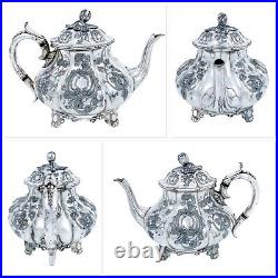 Antique Victorian George Travis, Sheffield silver plate 4 piece tea coffee set