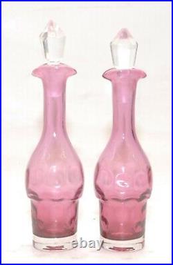 Antique Victorian Silver Plate 5 Piece Cranberry Coin Spot Glass Castor Set