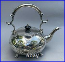 Antique Victorian Silver Plate 5 Piece Hand Engraved Teaset Buckingshire England