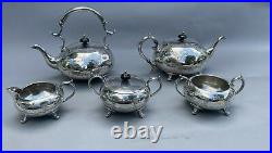 Antique Victorian Silver Plate 5 Piece Hand Engraved Teaset Buckingshire England