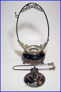 Antique Victorian Silver Plate Courting Couple Enameled Insert Pickle Castor