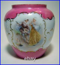 Antique Victorian Silver Plate Courting Couple Enameled Insert Pickle Castor