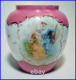 Antique Victorian Silver Plate Courting Couple Enameled Insert Pickle Castor