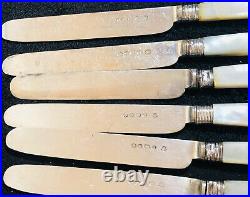 Antique Victorian Silver Plated Mother Of Pearl Handle Cutlery -24 Pieces