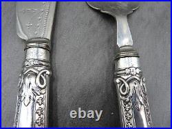 Antique Victorian Silver Plated Serving Cutlery Set Fish Slice Fork Ornate Style