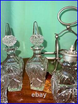 Antique Victorian Silver plate 4 pieces cruet -rare shape of bottles