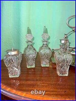 Antique Victorian Silver plate 4 pieces cruet -rare shape of bottles