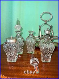 Antique Victorian Silver plate 4 pieces cruet -rare shape of bottles