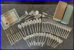 Antique WM Rogers Silver Extra Plate 50 Piece Flatware Set + hostess set