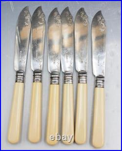 Antique Walker & Hall 12 Piece Silver Plate Fish Cutlery Set with Fitted Case