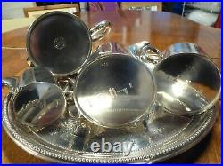 Antique Walker & Hall Sheffield Silver Plate Tea, Coffee Set, Tray 5 Piece C-1920