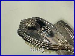 Antique matching Brush And Hand Mirror Silver Plate Vanity 2 Piece Set