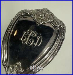 Antique matching Brush And Hand Mirror Silver Plate Vanity 2 Piece Set