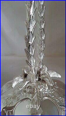 Antique silver plated center piece. Of naturalistic form. By Thomas Bradbury C1880