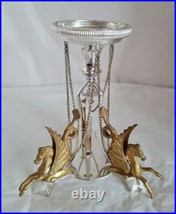 Antique silver plated center piece. Of naturalistic form. By Walker & Hall. C1900's