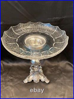 Antique silver plated centre piece with cut glass bowl