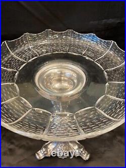 Antique silver plated centre piece with cut glass bowl