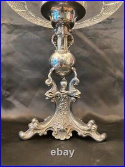 Antique silver plated centre piece with cut glass bowl