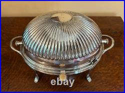 Antique silver plated revolving dome chaffing dish