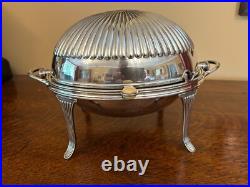 Antique silver plated revolving dome chaffing dish